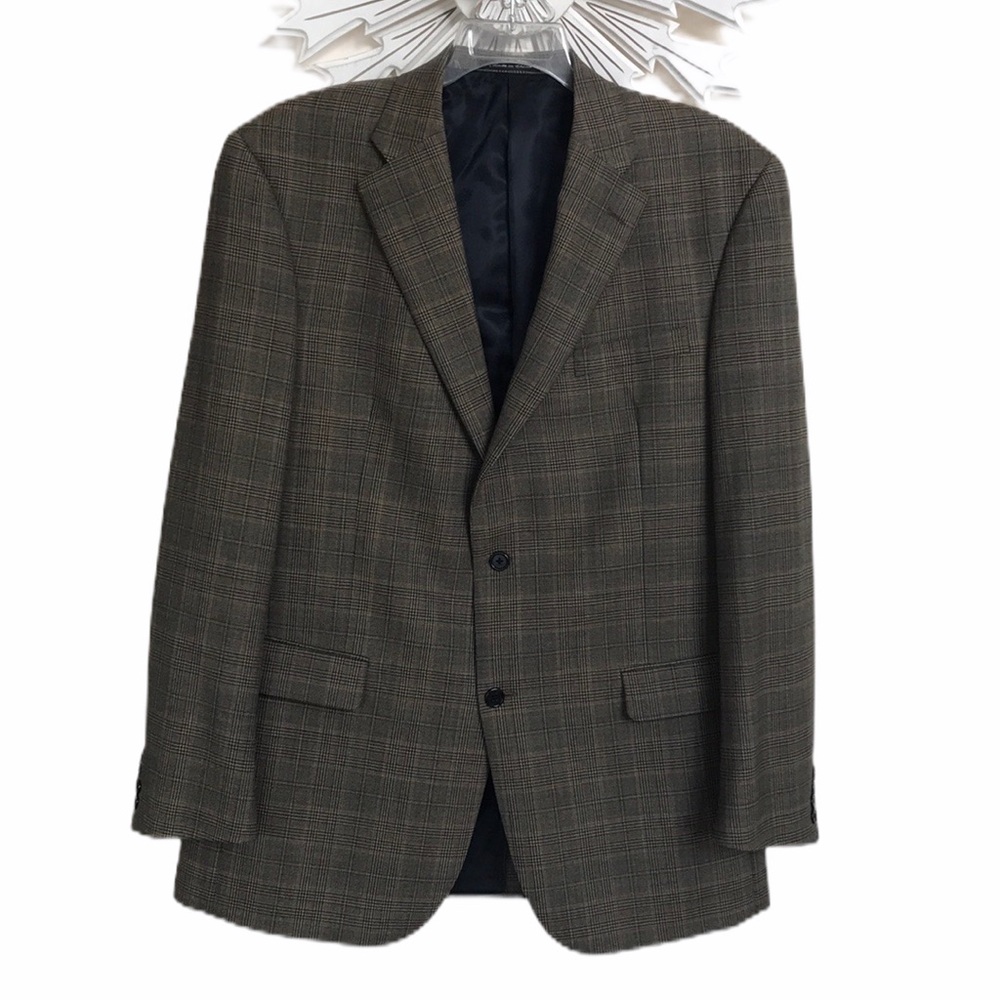 Austin Reed tan plaid wool sport coat blazer  44L